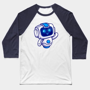 Cute Robot Waving Hand Cartoon Baseball T-Shirt